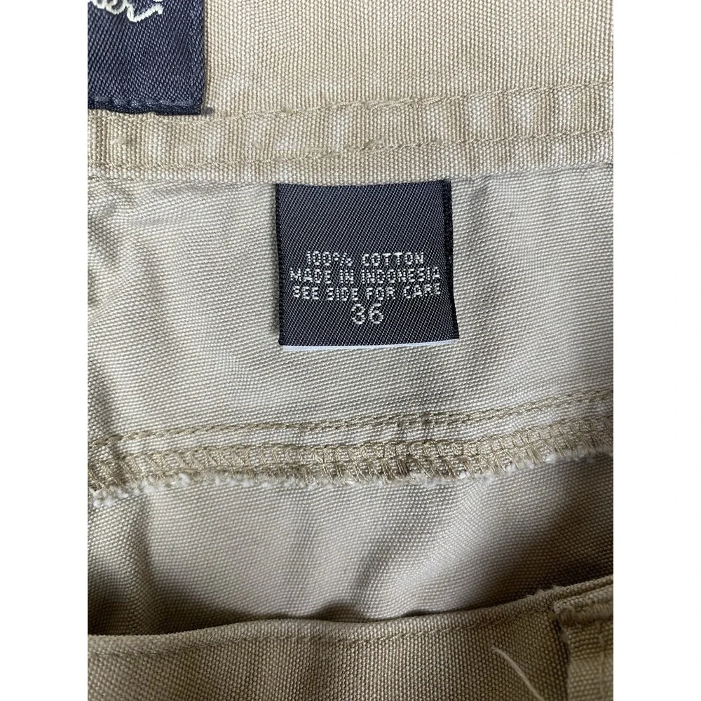 Eddie Bauer Carpenter Shorts Men's 36 Measured 34 Tan Khaki Cotton Flat Front